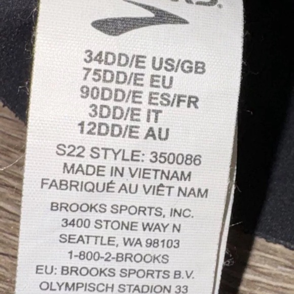 Brooks Dare Scoopback Run Bra Women’s Size 34DD Black Adjustable Wireless - Picture 5 of 7